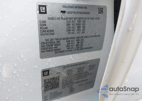 2021 Chevrolet Silverado 1500 4Wd Short Bed Custom Trail Boss z USA, uszkodzony, nr VIN 1GCPYCEF5MZ164643